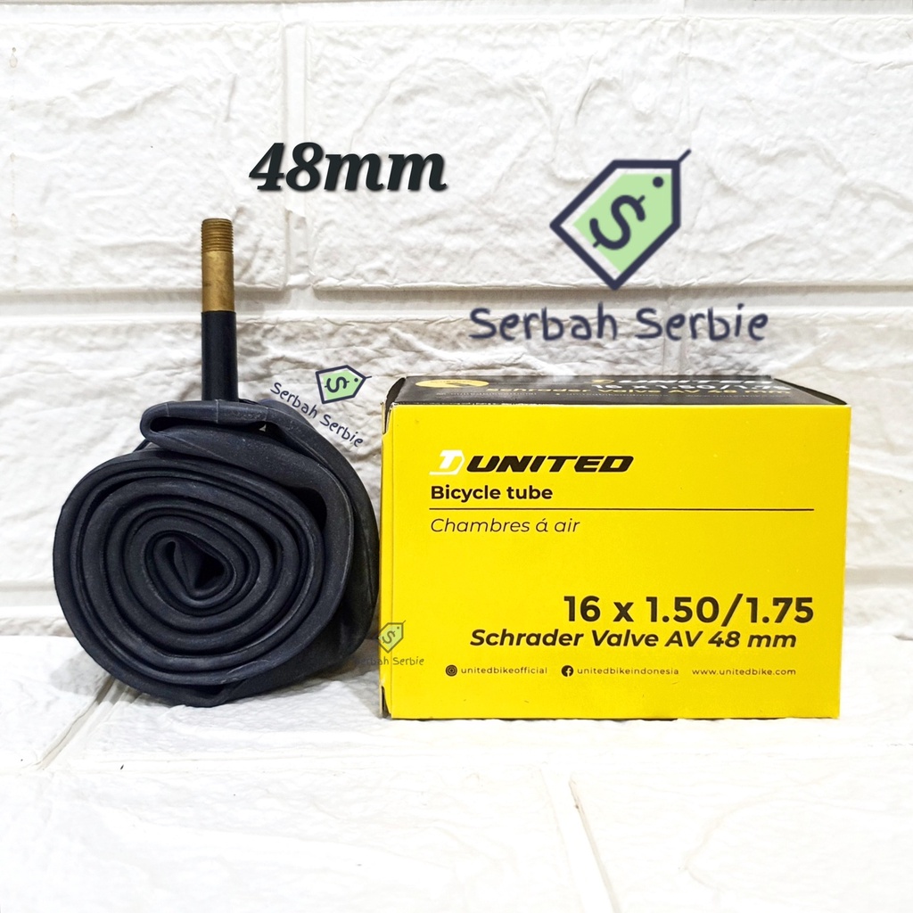 BAN DALAM SEPEDA 16X1.50/1.75 48 MM UNITED 16 X 150 1.50 175 1.75 16X150 16X175 BUTYL 48MM LIPAT BMX