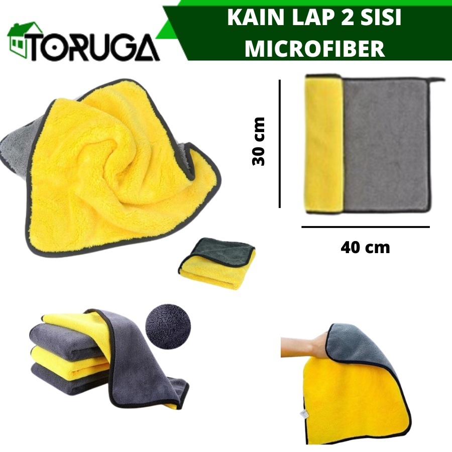 KAIN LAP MOBIL SERBAGUNA MICROFIBER LEMBUT TEBAL 2 WARNA 30 X 30 CM