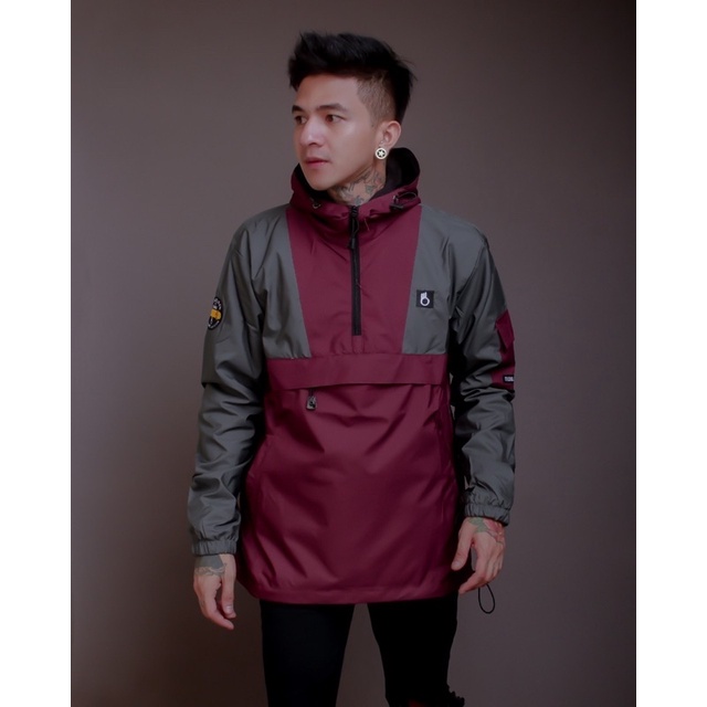 Jaket Cougle The Bojiel Skateboard Maroon Grey Jaket Parasut Jaket Pria Jaket Outdoor