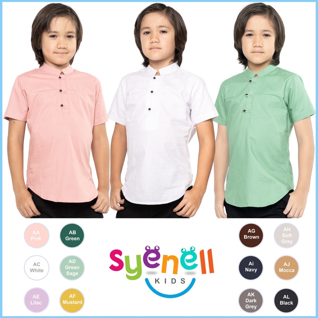 Syenell K010 Kemeja Pendek Shanghai Anak, Kemeja Pendek Laki-laki, Kemeja Polos, Pakaian Anak Laki l