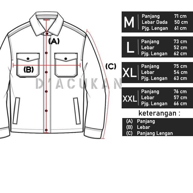 Jaket Trucker Kemeja Semi Parka Wolv Hitam Army Maroon Coklat Premium - Hijau, L