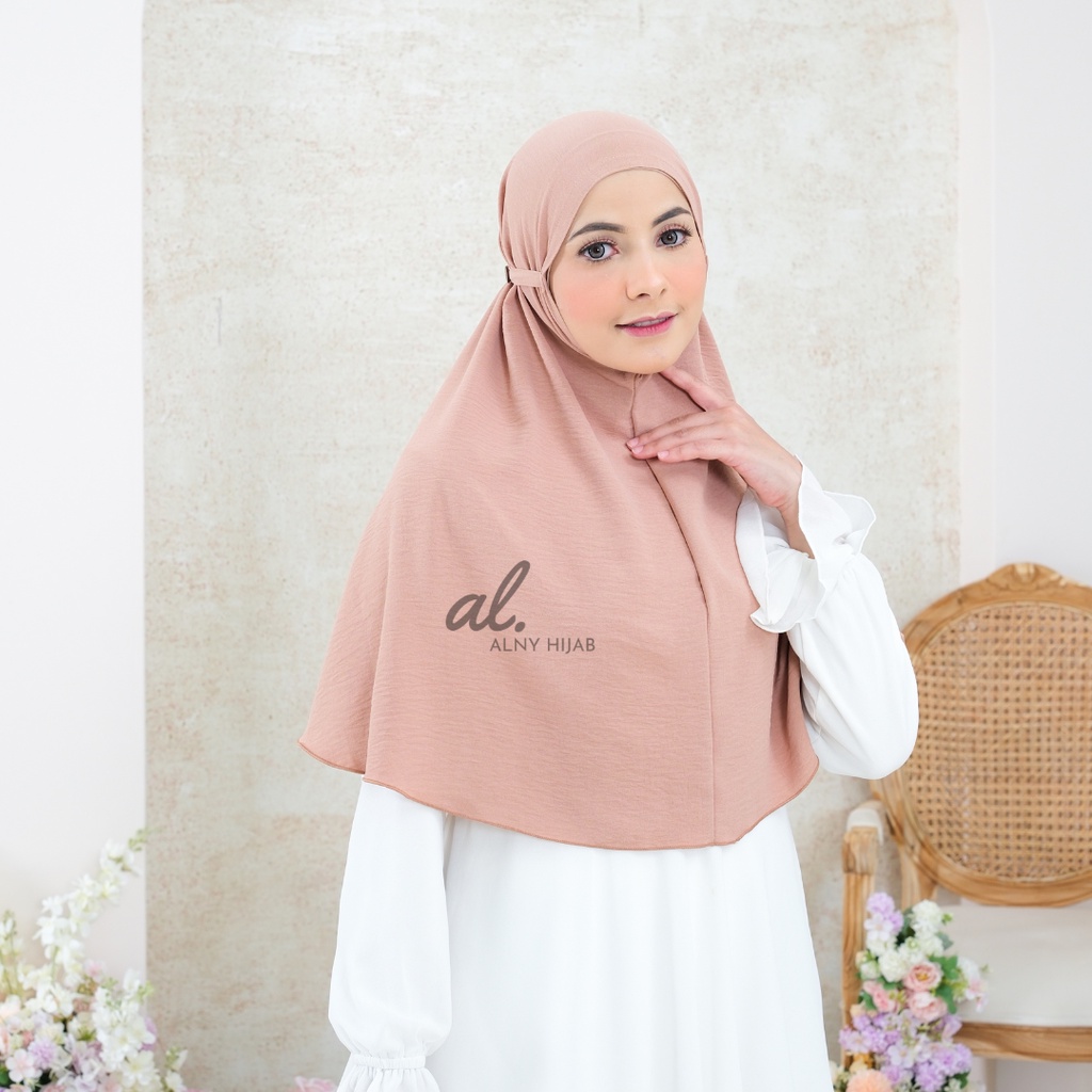 Bergo Crinkle Konektor Airflow Maryam Tali Kancing Masker Hijab instant khimar ironless Kerudung crinkle Jilbab simpel 2in1