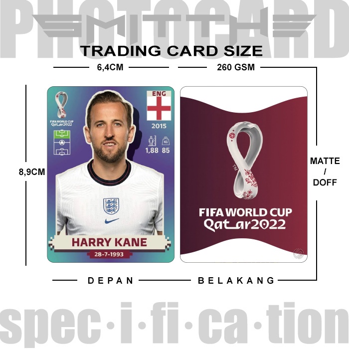 Photocard Player QATAR World Cup 2022 Unofficial Photo Card Kartu