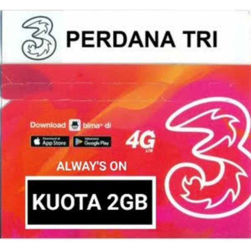 Kartu Sakti three 3 kuota 2GB perhari cuma 1500 full 24 jam
