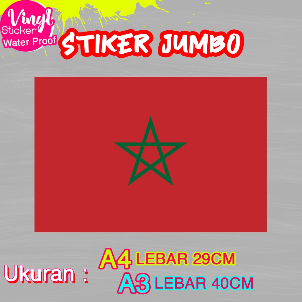 

Stiker Morocco Maroko Ukuran Jumbo Sticker Besar Size A4 A3 Vinyl Satuaan Motif Bendera Negara Dunia Bahan Anti Air