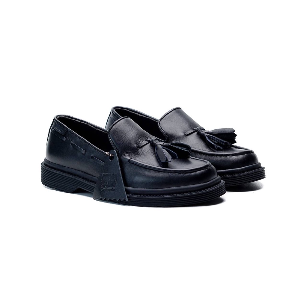 Mancow Loafer Tassel Hitam Sepatu Formal Pria Wanita Original Kulit Asli