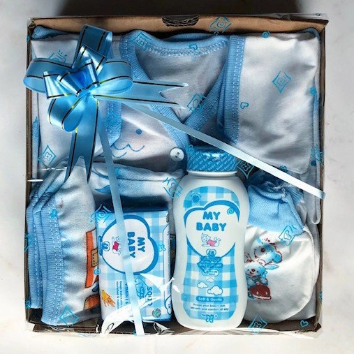 

(COD) Kado Bayi baru lahir perempuan laki Hampers Baby Gift Set Parcel murah - Biru