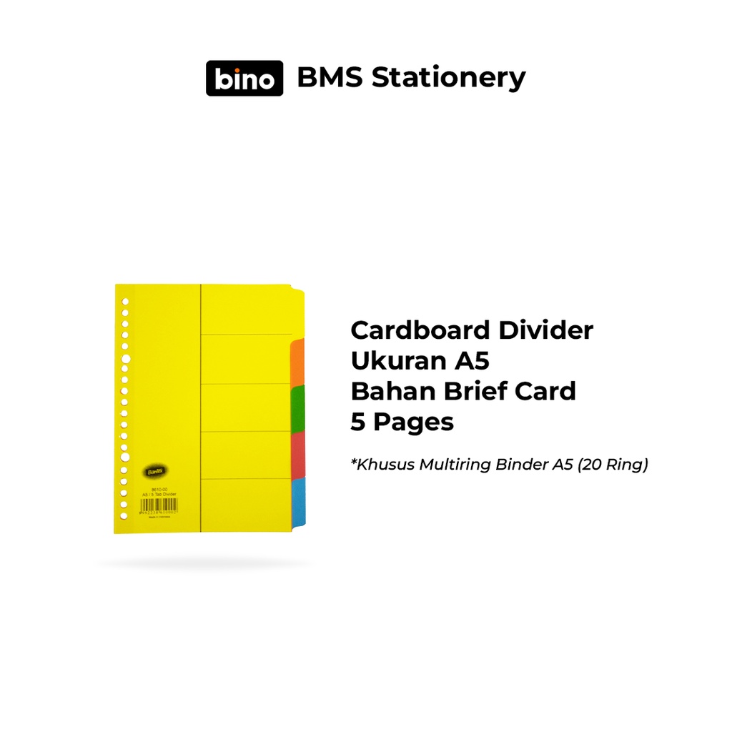 

[BMS Samarinda] Pembatas Binder Bantex Cardboard Divider Ukuran A5 (5 Pages) 20 Ring 8610 00