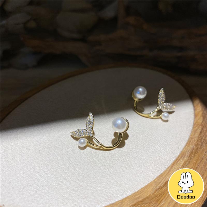 Anting Tusuk Motif Bunga daisy Hias Mutiara Imitasi simple Ala Korea Untuk Wanita -Doo