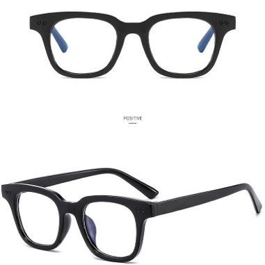 Kacamata Hitam Wanita dan pria Korea Fashion Color Square Anti UV400-HITAM BENING