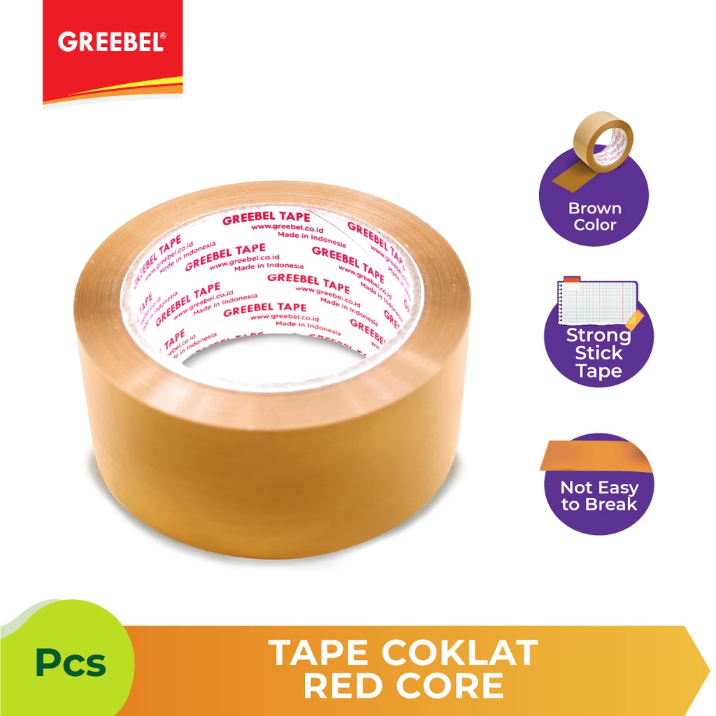 

Lakban Isolasi OPP Greebel Core Merah Coklat 2 Inch 48 mm x 80 yard