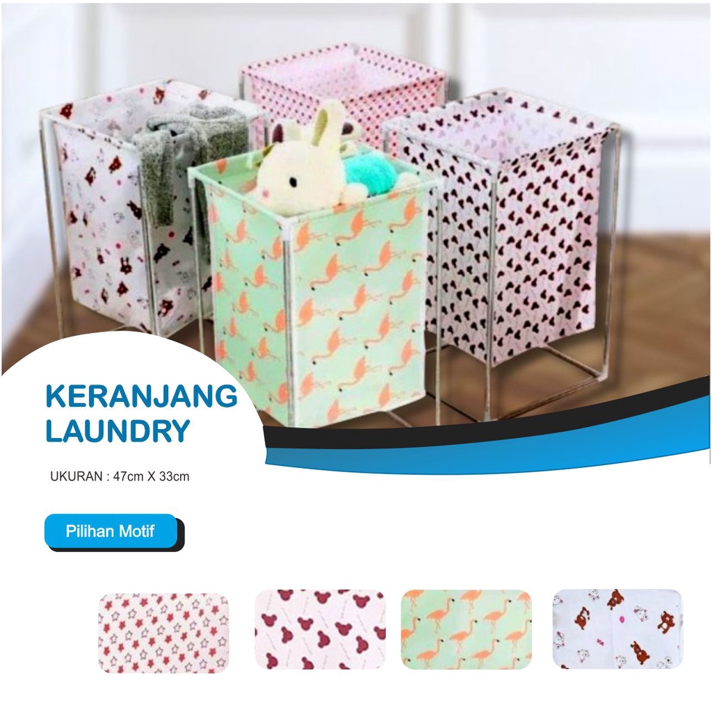 Keranjang Laundry Stand Pakaian Kotor Bahan PEVA Ukuran 47cm x 33cm