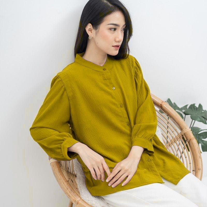 Kemeja Blouse Krinkel Airflow-Kemeja Wanita Lengan Panjang