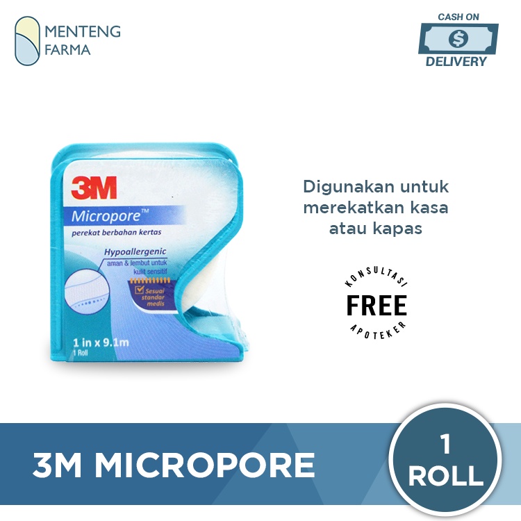 Plaster Roll 3M Nexcare Micropore 1 In x 9.1 m - Plaster Perban Luka