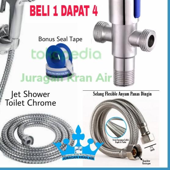 Jet Shower Toilet Closet Stop Kran Cabang Selang Kloset Stainless - Paket Single