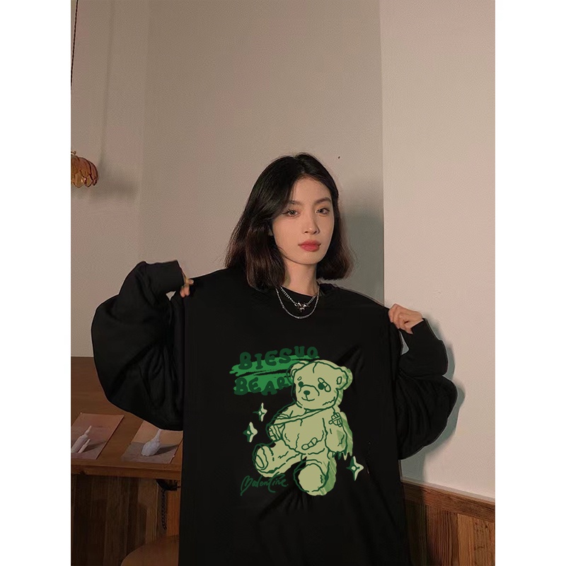 korean style sweter wanita sweater oversize putih retro wanita American Vintage Girl Cartoon Graphic Priting korean style atasan baju wanita kekinian