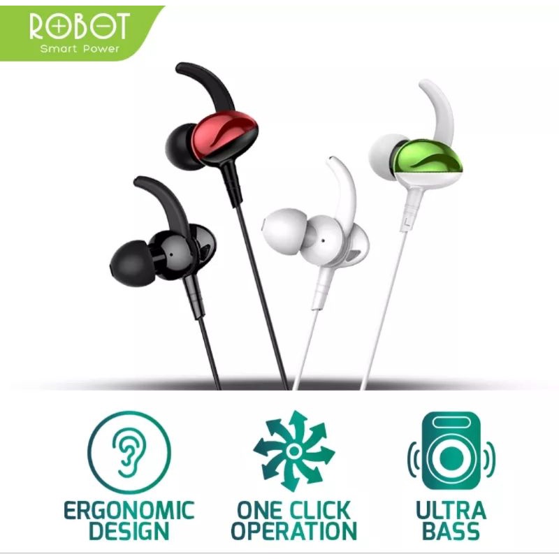 EARPHONE HIGH-DEFINITION SOUND QUALITY ROBOT RE801 GARANSI 1 TAHUN