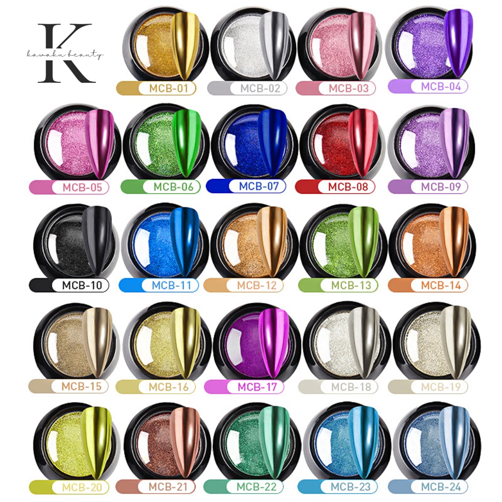 Serbuk Glitter Nail art Mirror Chrome Powder Aksesoris Kuku/ Bubuk Glitter Padat/ Nail Art Decoration