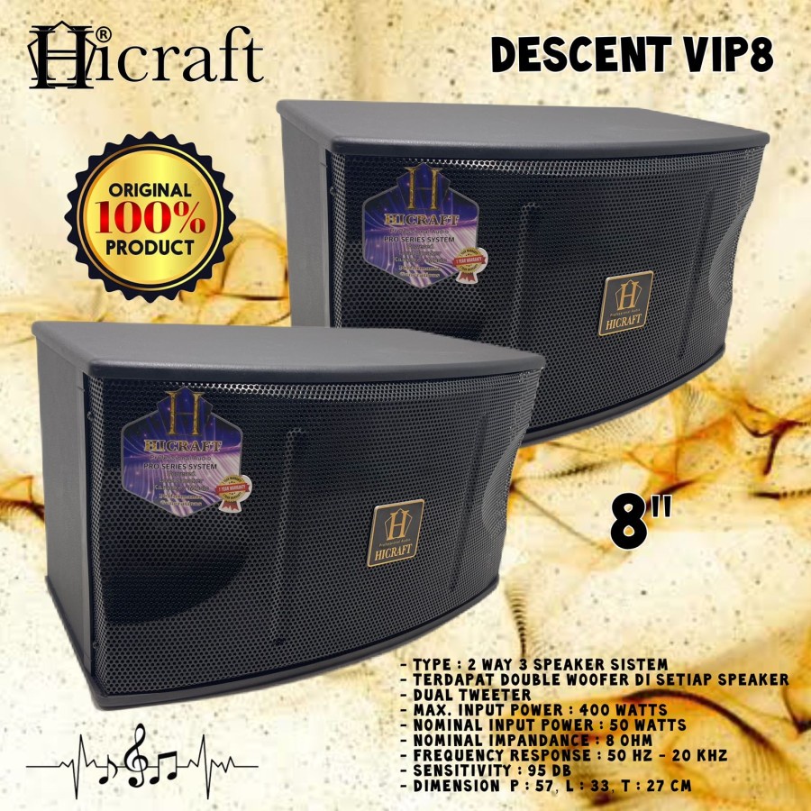 Speaker Karaoke Pasif Hicraft Descent Vip 8 Passive 8 inch