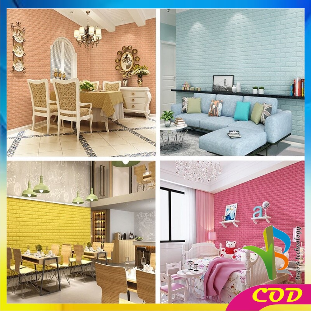 RB-C206 Wallpaper Dinding Foam 3D Kecil Motif Batu Bata / Walpaper Stiker Dinding Dekorasi Kamar