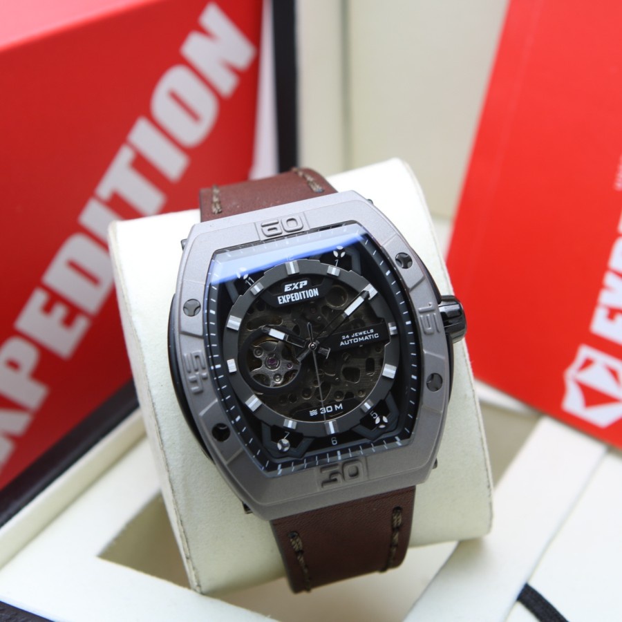 JAM TANGAN PRIA EXPEDITION 6800 E 6800 E6800 TITANIUM AUTOMATIC LEATHER ORIGINAL GARANSI 1 TAHUN