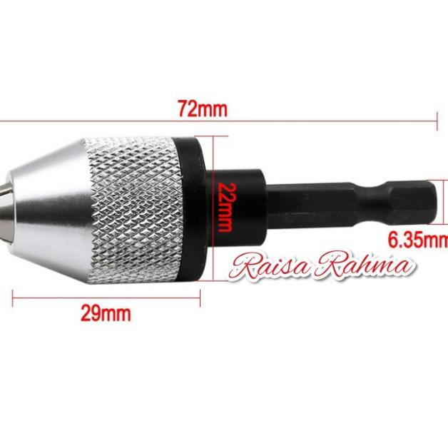 Adaptor Mata Bor 1/4" Mini Drill Chuck Keyless Kepala Bor mini - Silver 0.3-6mm