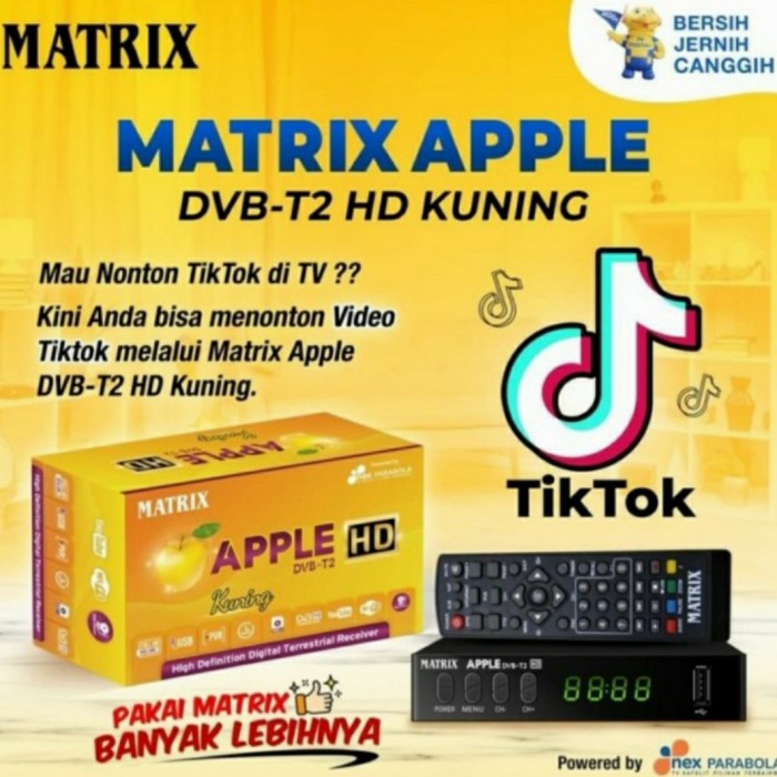 MATRIX / Polytron Set Top Box DVB T2 STB Apple Merah / Kuning + Antena Dongle