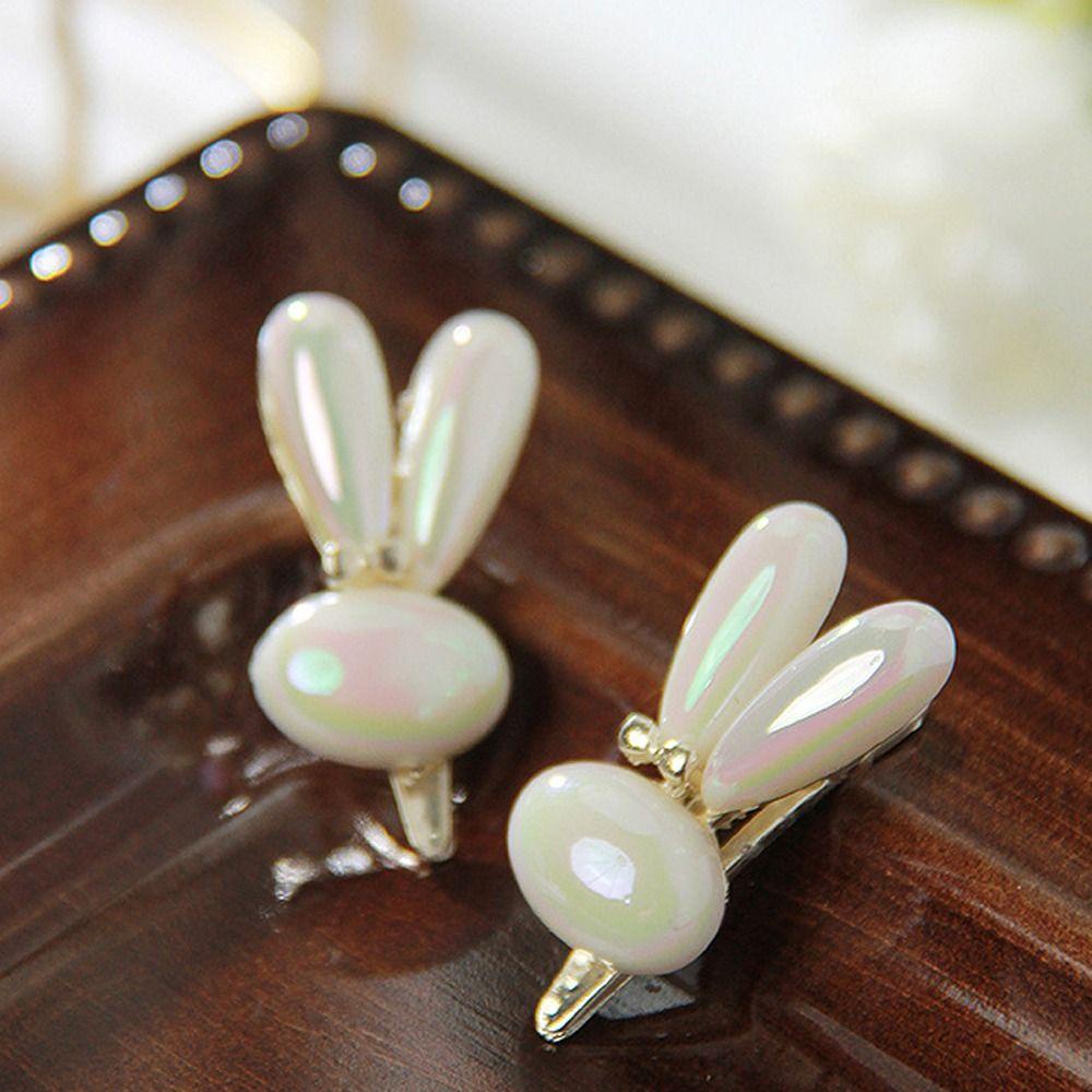 MXBEAUTY Rabbit Pearl Hairpin Cute Sweet Mermaid Women Hair Accessories Bangs Clip Sweet Bunny Ears Ornaments Children Super Fairy Barrettes Duckbill Clips