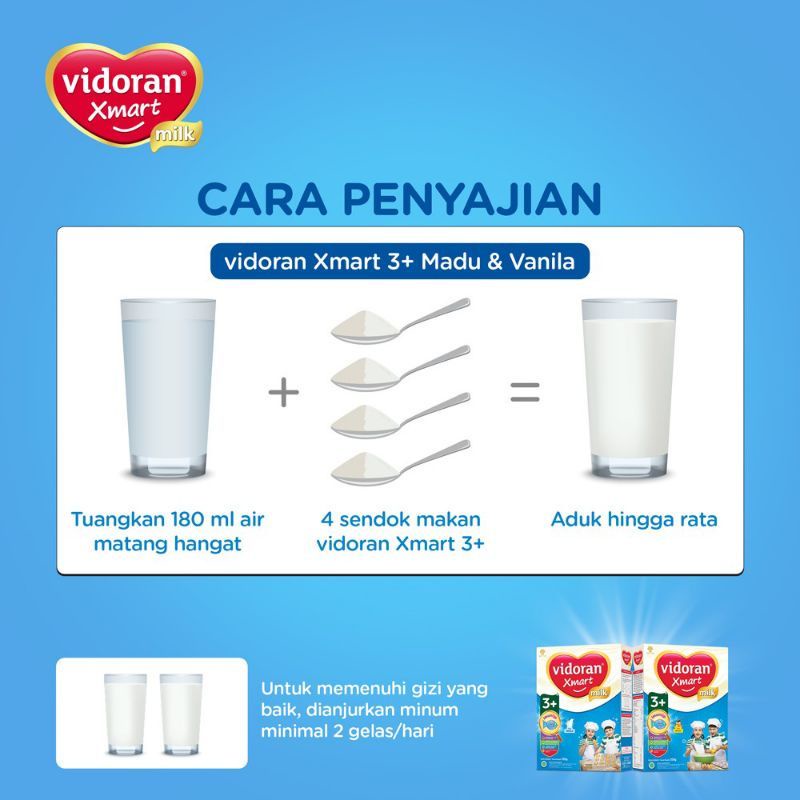 Vidoran Xmart 1+ / 3+ ImunUp Madu / Vanila 925gram / susu pertumbuhan usia 1 - 3 tahun / 3 - 5 tahun Murah