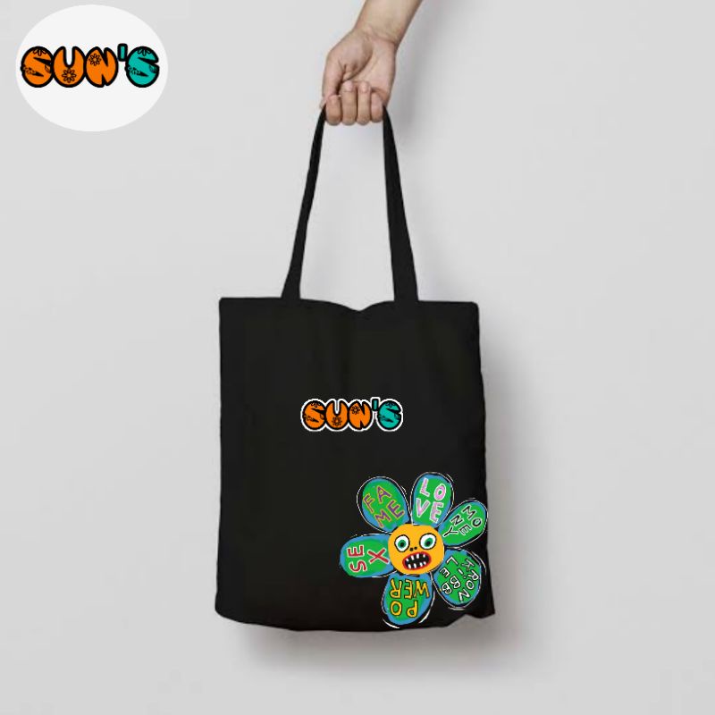 TOTE BAG ' SUN'S ' LOGO TULISAN / TOTEBAG RESLETING HITAM / TOTEBAG BAND METAL / TAS JINJING / TOTEB