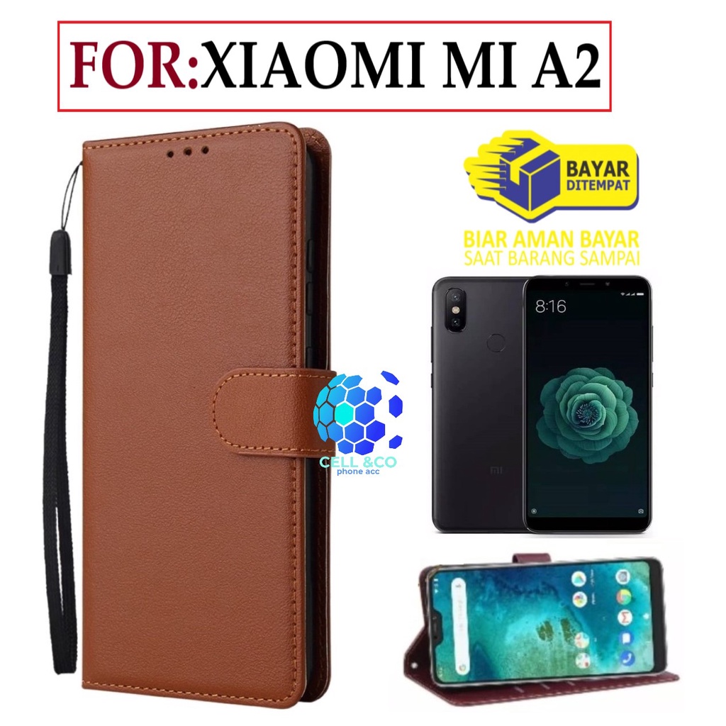 FLIP COVER XIAOMI MI A2 LEATHER WALLET PREMIUM FLIP CASE BUKA TUTUP KESING HP CASING FLIP CASE WALLET XIAOMI MI A2