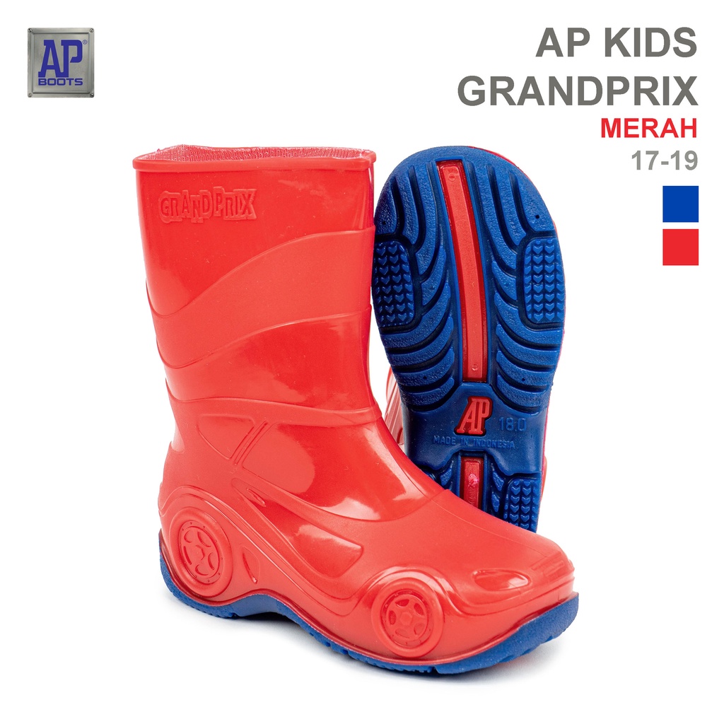 Sepatu Boot Anak AP KIDS GRANDPRIX MERAH - Motif Mobil