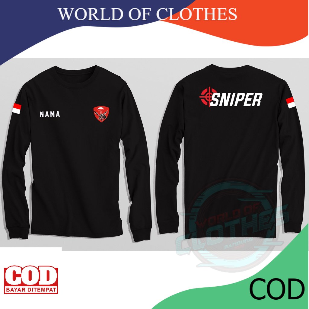 Kaos/Baju/T-Shirt Korps PASKHAS SNIPER Lengan Panjang