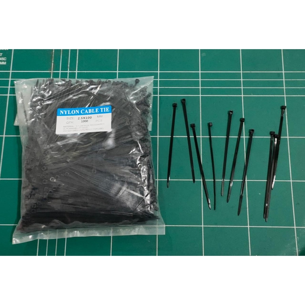 Cable Ties Nylon/Kabel Tis Pengikat 2,5 x 100 mm/10 cm isi 100Bj - HITAM