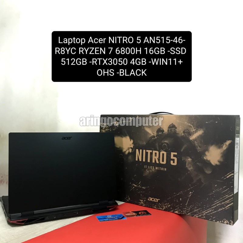 Laptop Acer NITRO 5 AN515-46-R8YC RYZEN 7 6800H 16GB -SSD 512GB -RTX3050 4GB -WIN11+OHS -BLACK