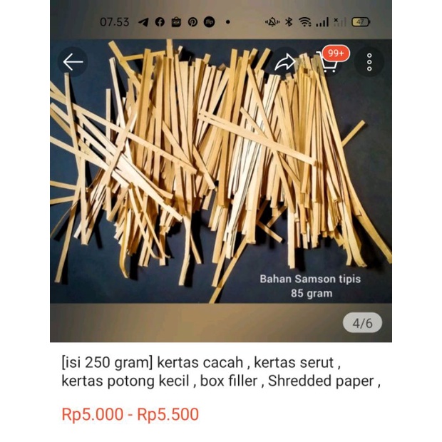 

[ 250 gram ] KERTAS CACAH, KERTAS SERUT, BOX FILLER, KERTAS POTONG KECIL, SHREDED PAPER