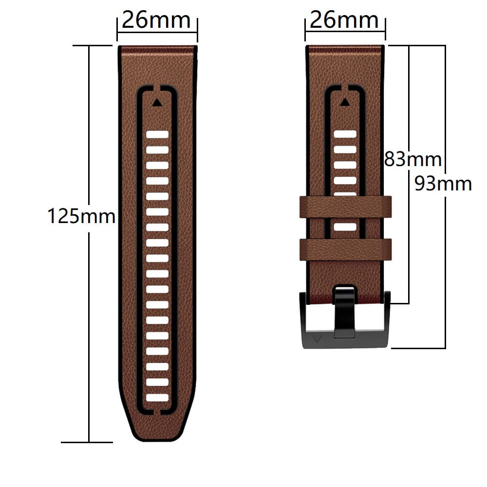 TALI JAM SILICONE MOTIF Kulit Leather 26mm QUICKFIT Strap Garmin Fenix 7X 6X Pro Fenix 5X plus Fenix 3 HR Descent Mk2 Mk2i MK1 TACTIX DELTA