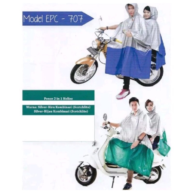 JAS HUJAN MANTEL HUJAN PONCHO 2 KEPALA DEWASA ELMONDO 2in1 HELIOS
