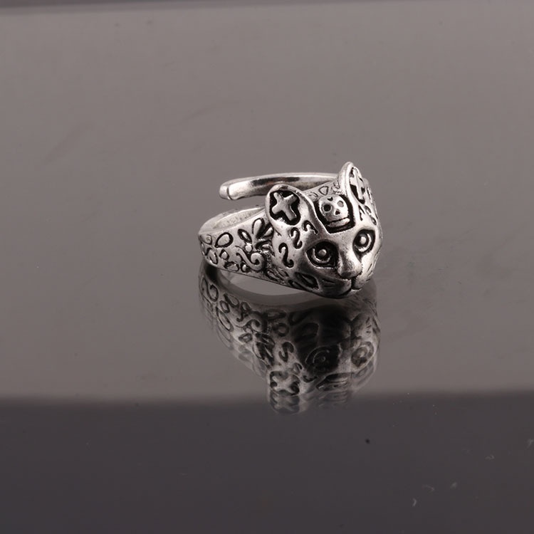 Cincin Model Terbuka Motif leopard Bahan alloy Gaya retro Korea Untuk Pria Dan Wanita