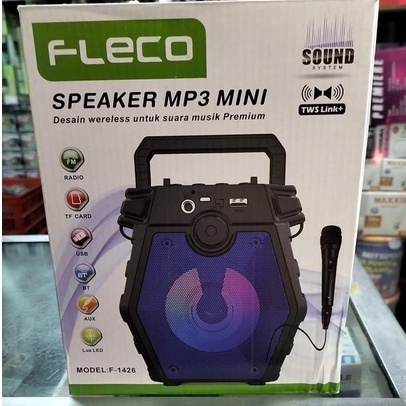 SPEAKER BLUETOOTH FLECO F- 1426 MP3/AUX/RADIO/LED GRATIS MICROPHONE
