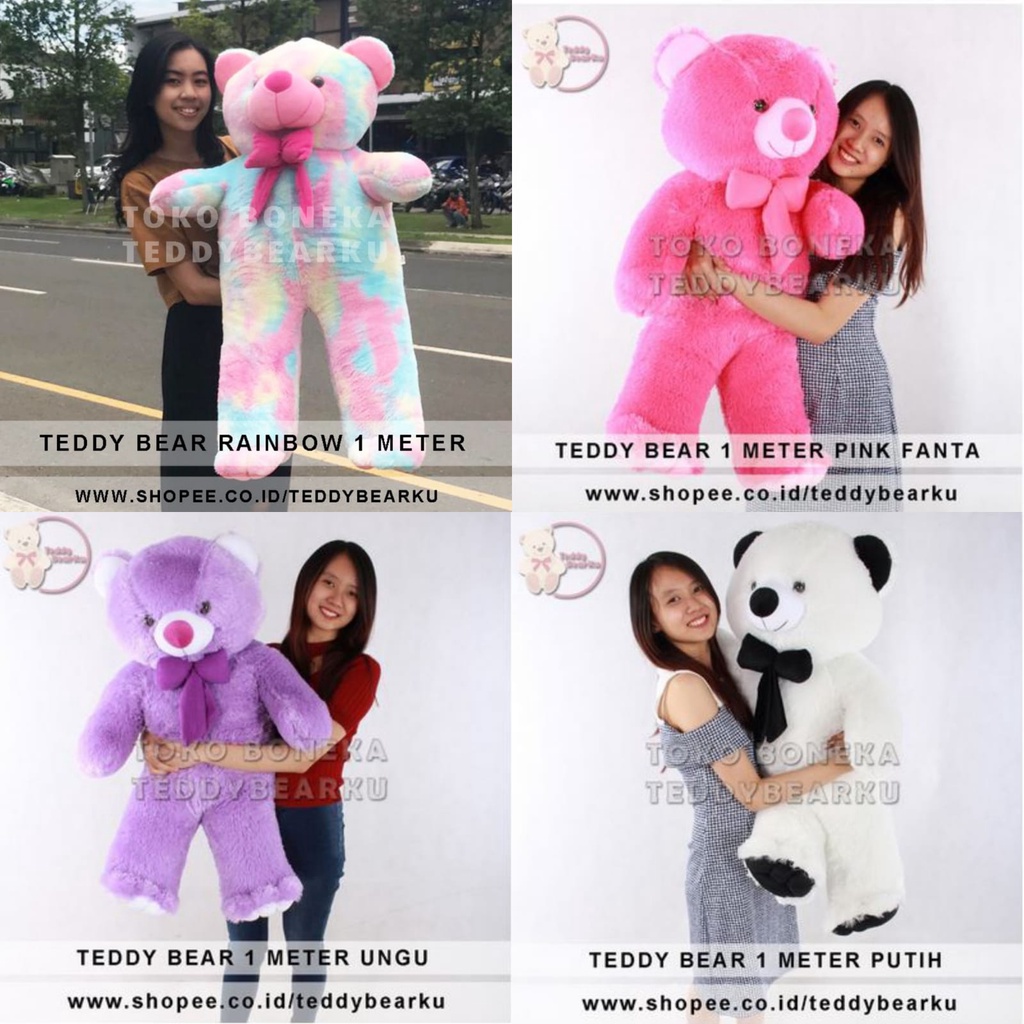 Teddy Bear Boneka Beruang Jumbo 1M. Limited Edition Warna Pelangi Rainbow