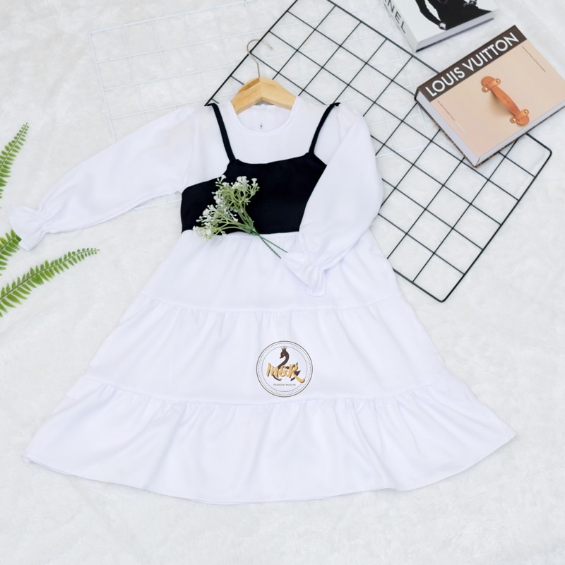 MIDI DRES SET VEST TERBARU 2in1 DRES+VEST MIDI DRESS ROMPI ANAK PEREMPUAN TERLARIS GAMIS ANAK PEREMP