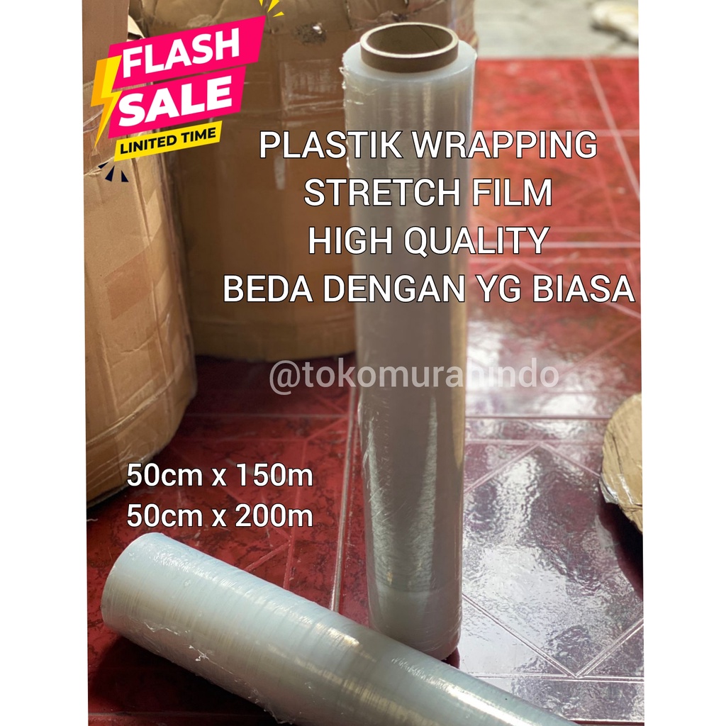 

Plastik Wrapping Pembungkus Stretch Film 50x200 Bening Kualitas Tinggi Bening