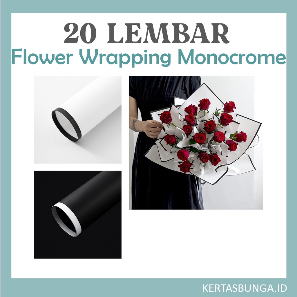 Jual (20 LEMBAR) Flower Wrapping List Monochrome / Kertas Bunga ...