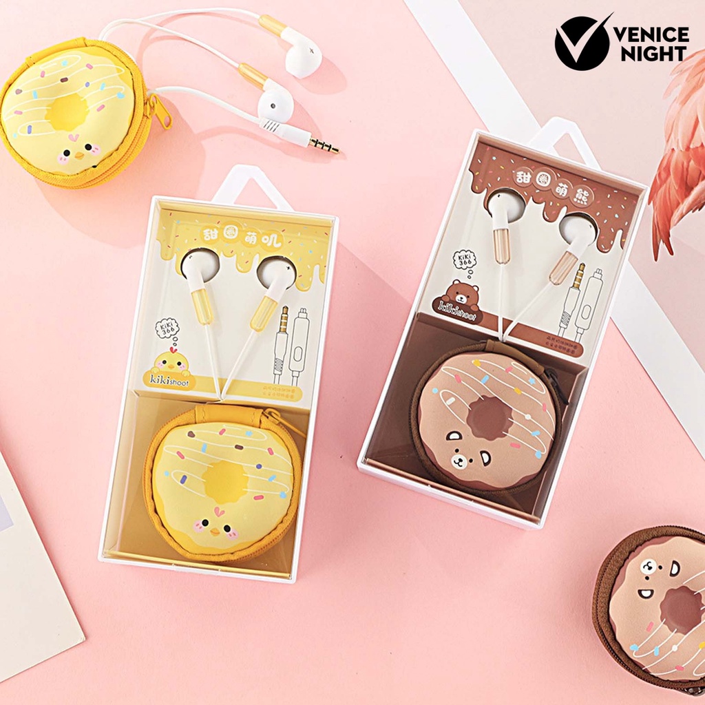 (VNEP) (Berkabel) Earbud High Fidelity Mega Bass Cartoon 3.5mm Earphone Stereo dengan Mikrofon untuk Berlari