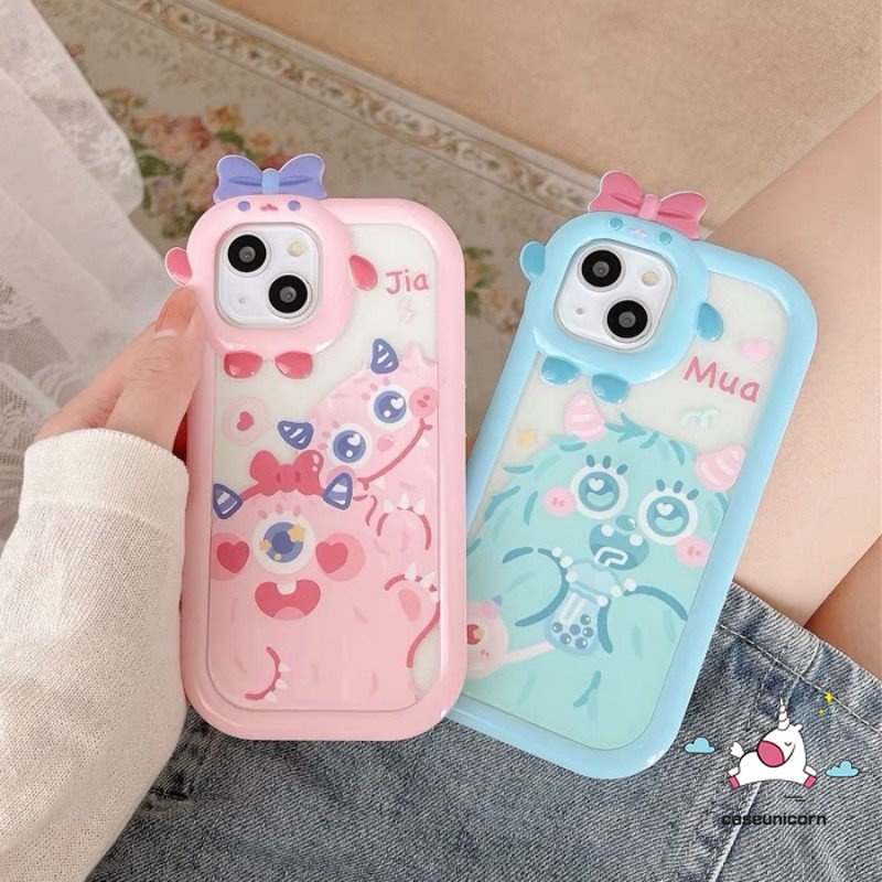 Case Kartun Monsters Untuk Redmi 10C 9a1+9A 10 9T 10A 9C NFC Redmi Note8 9 11 11Pro+10 11s 10Pro POCO M3 X3 NFC Pro Mi 11Lite Lucu 3D Bow Little Monster Lens Soft Cover