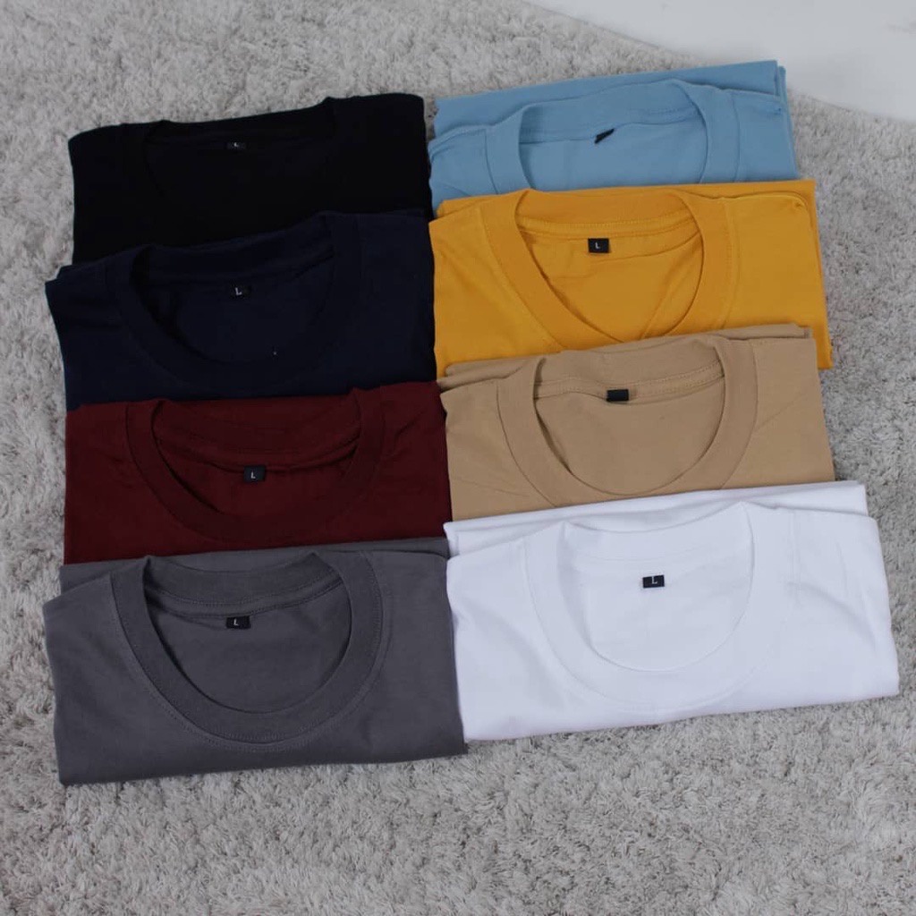 [PAKET HEMAT 4 PCS] KAOS POLOS COTTON COMBAD LENGAN PENDEK 30'S / PRIA &amp; WANITA 100% ORIGINAL