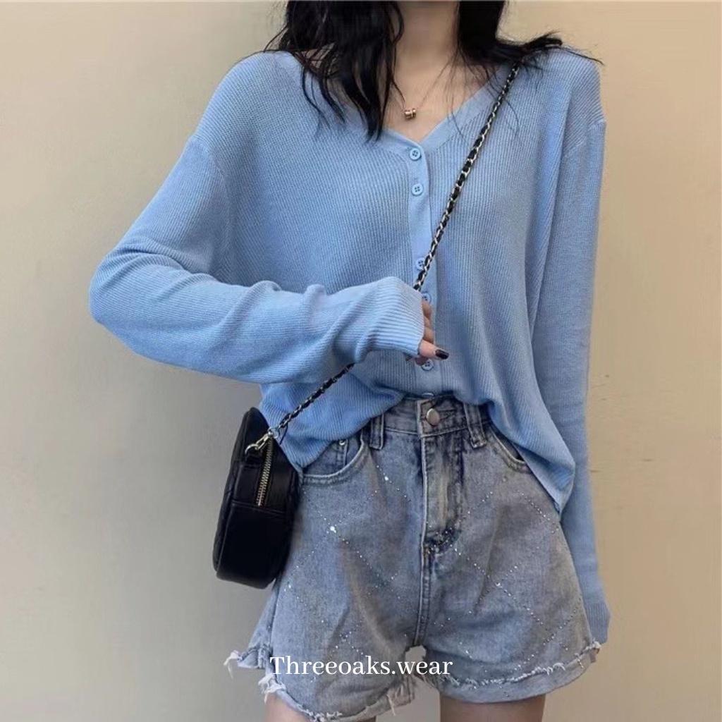 ALYSSAA CARDIGAN TOP - Atasan Kardigan Impor Premium Adem Nyaman Double Kancing Korean Style