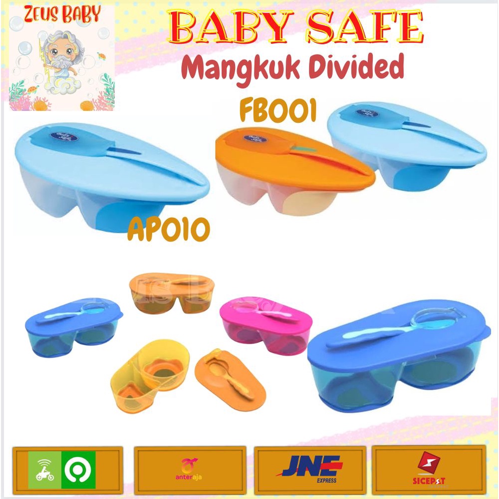 BABY SAFE AP010 Divided Bowl with Spoon Mangkok Tempat Makan Bayi Baby Safe BabySafe - Baby Safe FB001 Twin Taste Bowl - Wadah Makan Anak Bayi