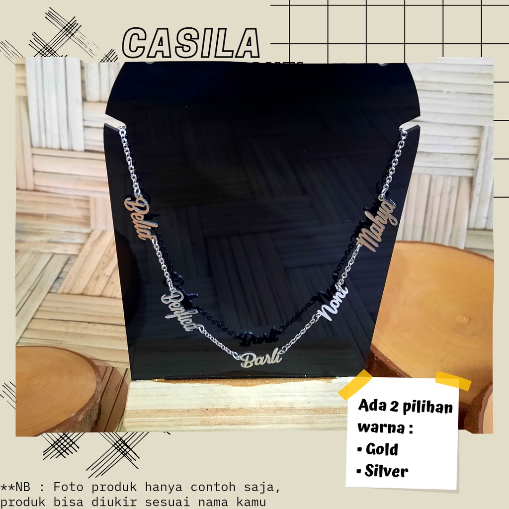 Zedd Jewelry - Kalung Titanium Custom Nama - Seri Dengan 5 Nama Couple